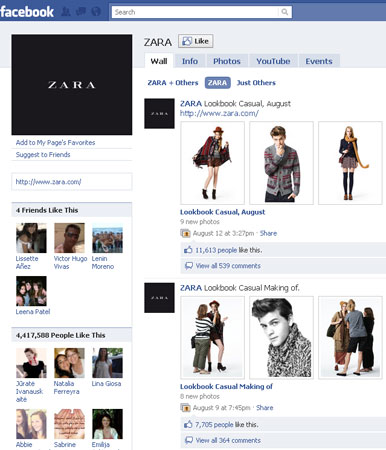 facebook, Zara